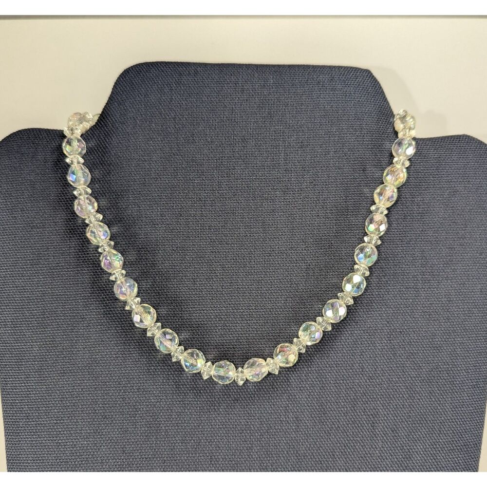Vintage Arora Borealis Faceted Bead Necklace